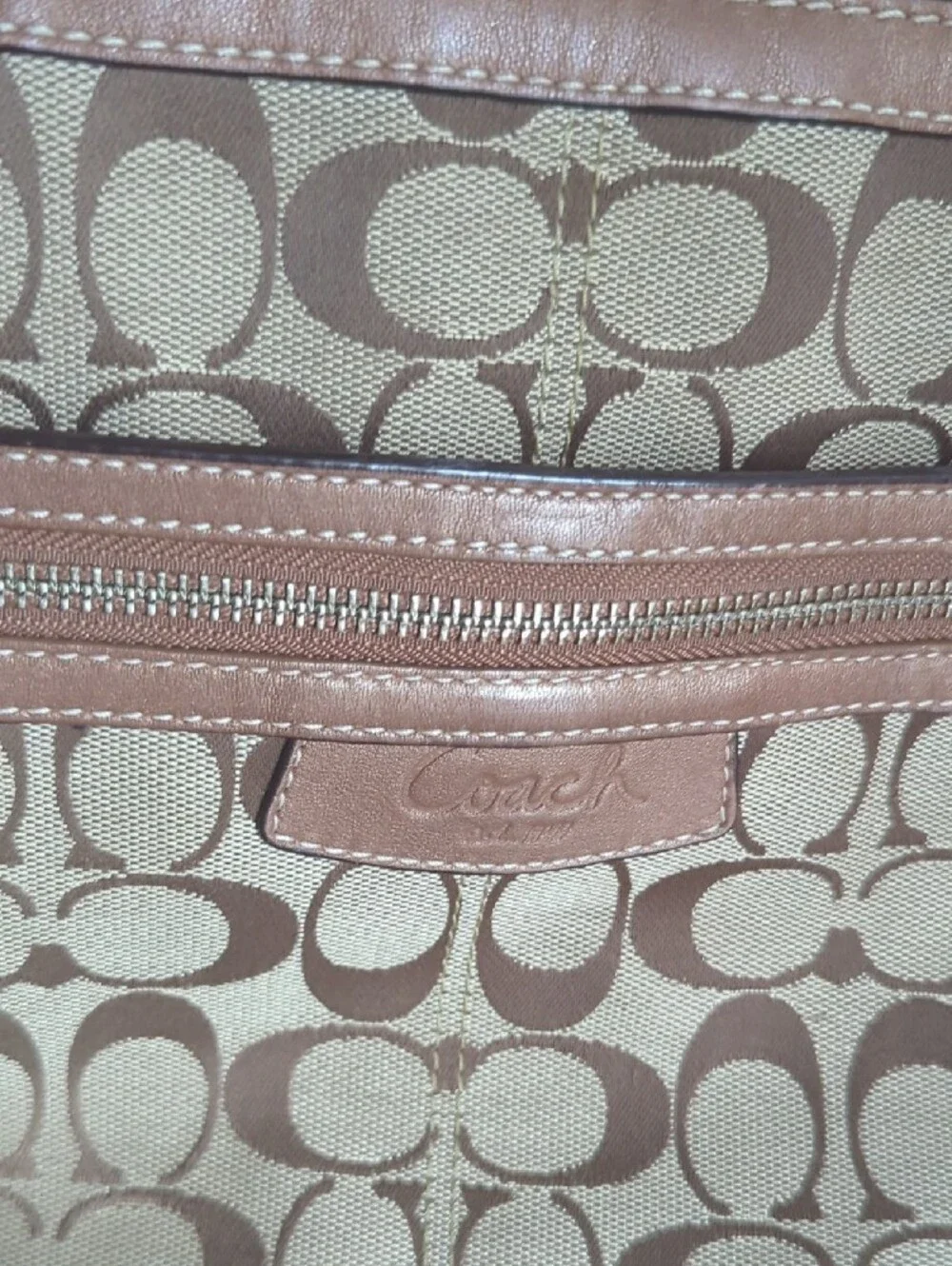 Coach Canvas Tote in Khaki and Rose